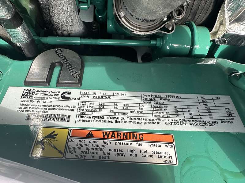 New Cummins C100D6C QSB5-G13 NR3 Diesel Generator, EPA Tier 3
