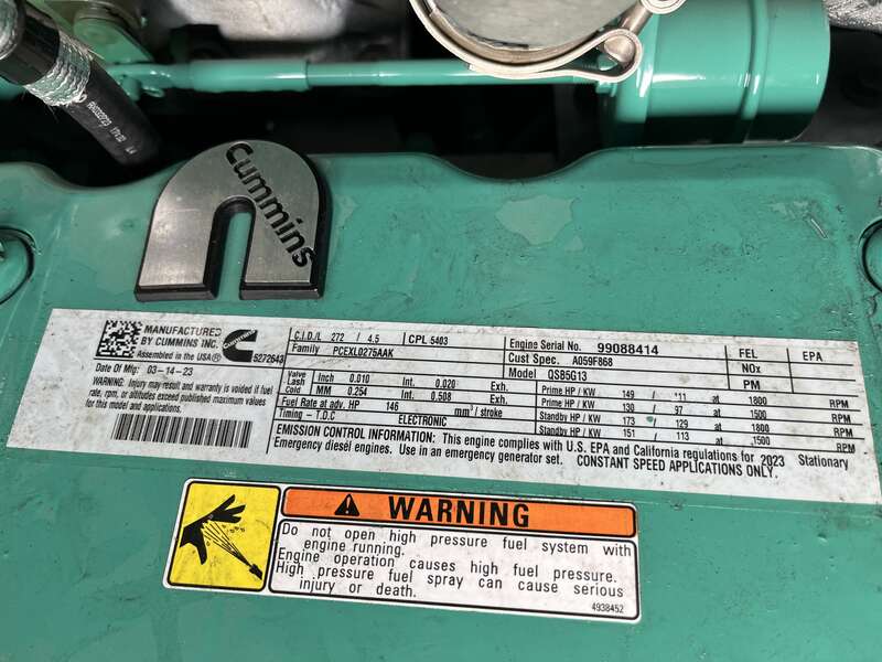 New Cummins C100D6C QSB5-G13 NR3 Diesel Generator, EPA Tier 3