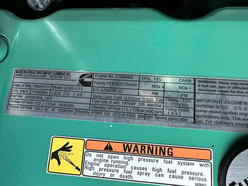 New Cummins C100D6C QSB5-G13 NR3 Diesel Generator, EPA Tier 3