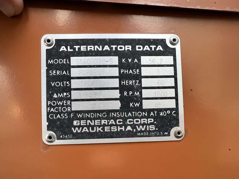 Used Generac SG045 Natural Gas / Propane Generator, 410 Hrs