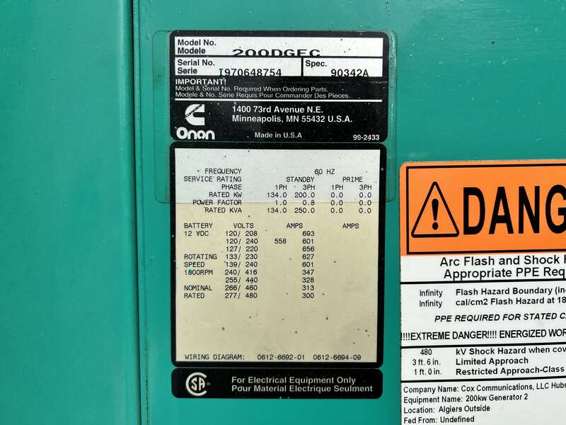 Used Cummins DGFC Diesel Generator, 192 Hours