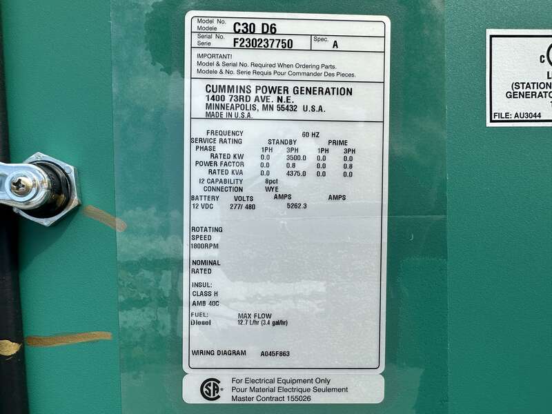 New Cummins C30D6C QSB3.3 NR3 Diesel Generator, EPA Tier 3
