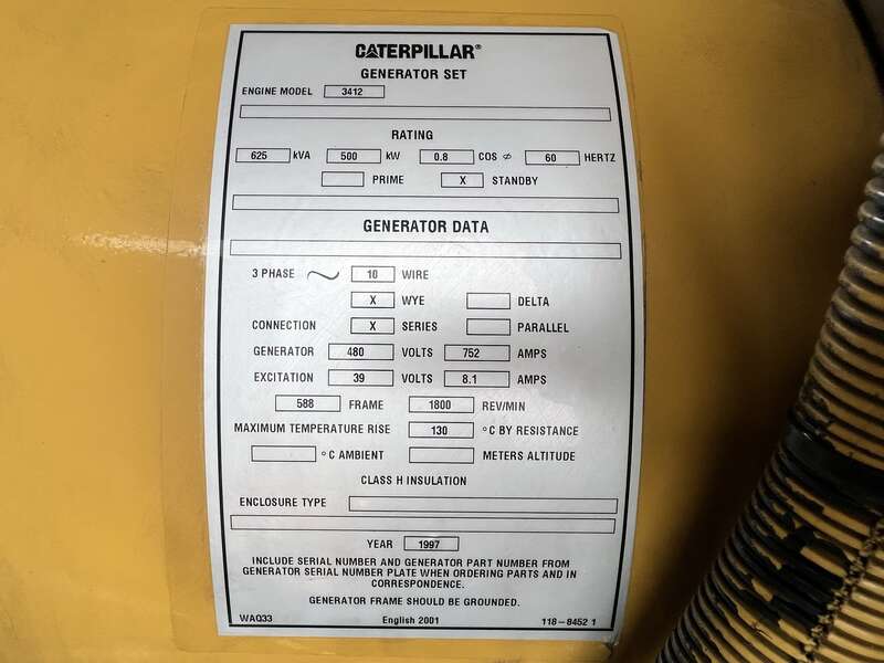 Used Caterpillar 3412 Diesel Generator, 308 Hrs