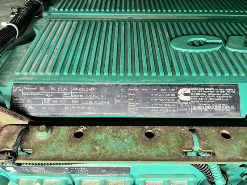 Used Cummins DFEG QSX15-G9 NR2 Diesel Generator, 19 Hrs EPA Tier 2