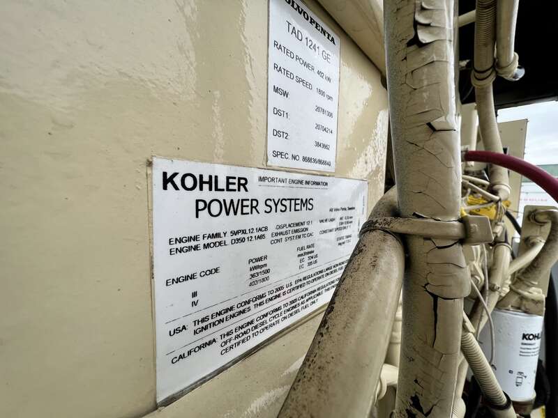 Used Kohler 350REOZV  Diesel Generator, 554 Hrs