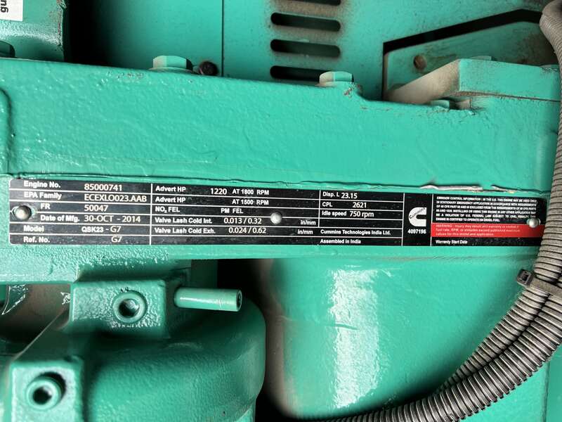 Used Cummins DQCB QSK23-G7 NR2 Diesel Generator, 186 Hrs, EPA Tier 2