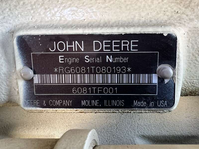 Used Kohler 135ROZJ John Deere 6081TF001 Diesel Generator, 396 Hrs