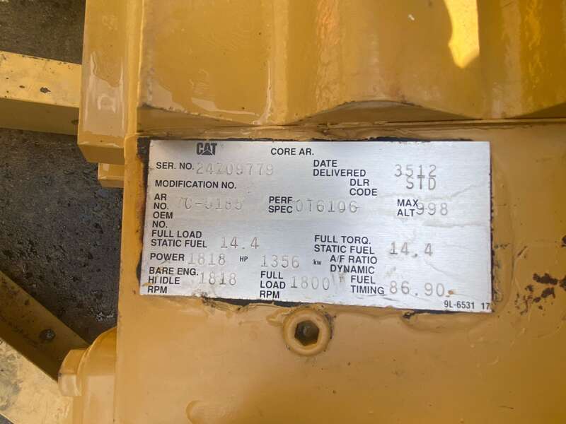 Used Caterpillar 3512 Diesel Generator, 513 Hrs