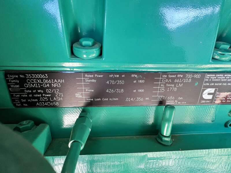 Used Cummins DQHAB QSM11-G4 Diesel Generator, 248 Hrs EPA Tier 3