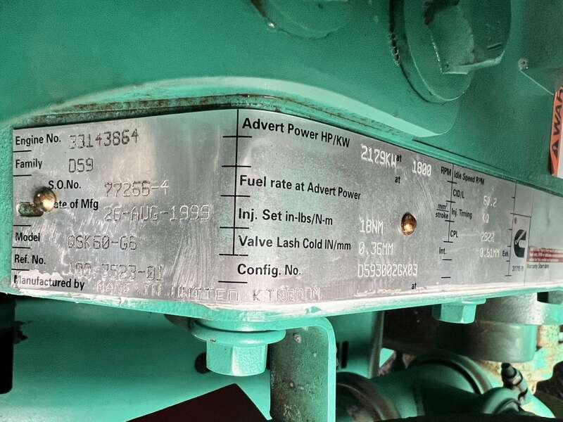 Used Cummins DQKC QSK60-G6 Diesel Generator 613 Hrs 13800V