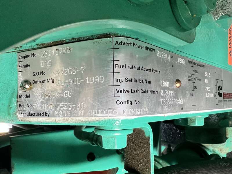Used Cummins DQKC QSK60-G6 Diesel Generator 578 Hrs 13800V