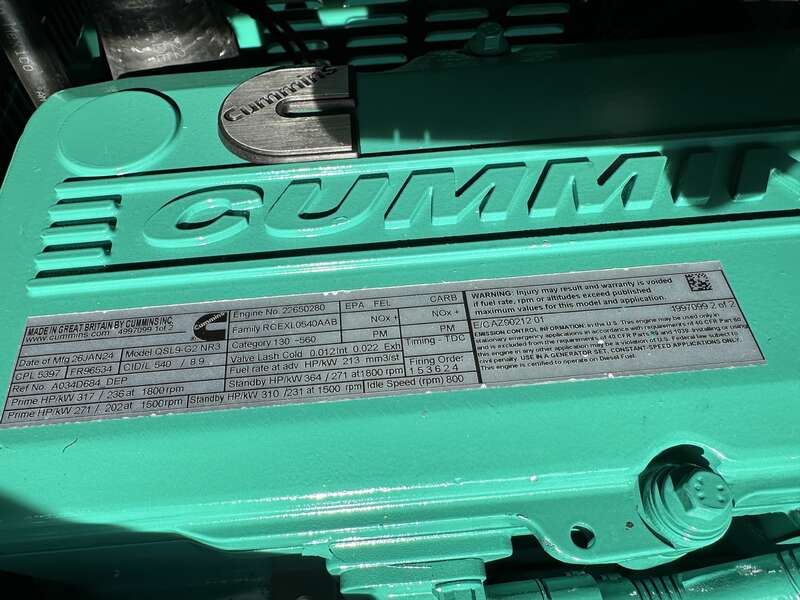 New Cummins DSHAD QSL9-G2 NR3 Diesel Generator EPA Tier 3