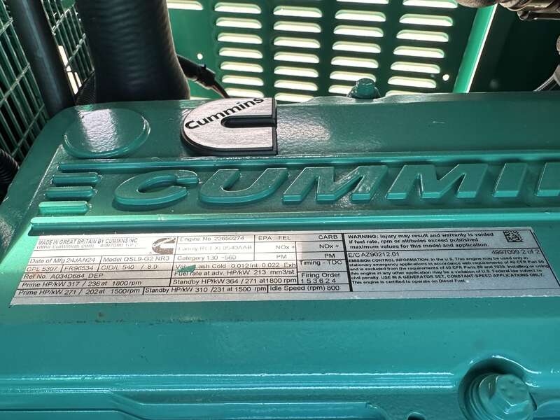 New Cummins DSHAD QSL9-G2 NR3 Diesel Generator EPA Tier 3
