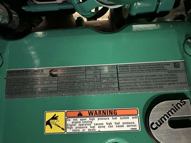 New Cummins C125D6C QSB5-G6 NR3 Diesel Generator, 0 Hrs, EPA Tier 3