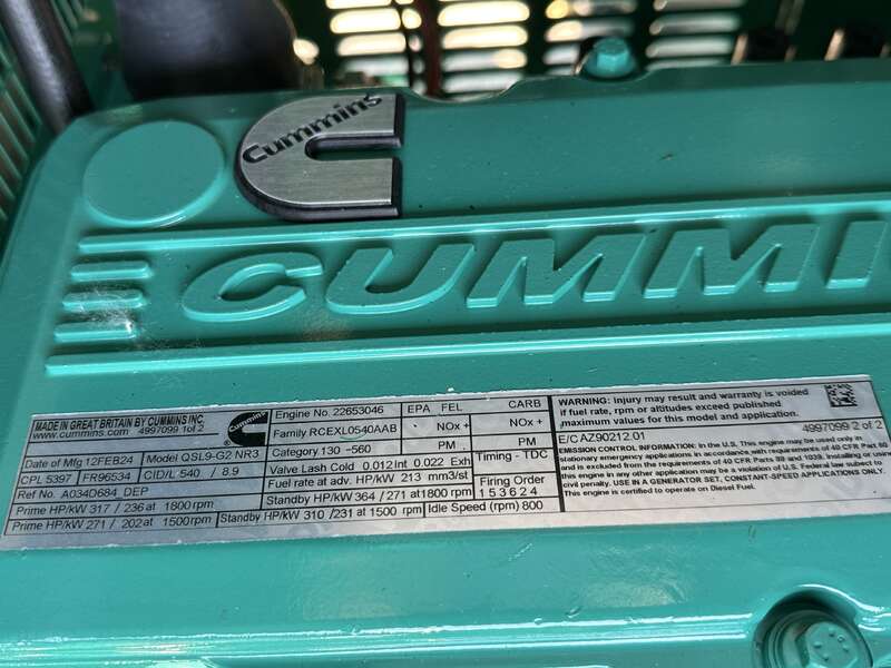 New Cummins DSHAD QSL9-G2 NR3 Diesel Generator EPA Tier 3