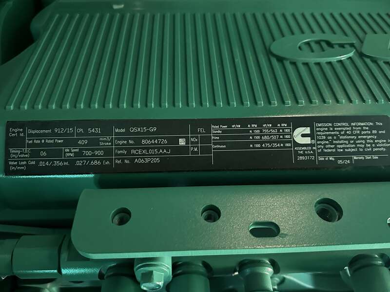 New Cummins DFEK QSX15-G9 Diesel Generator EPA Tier 2