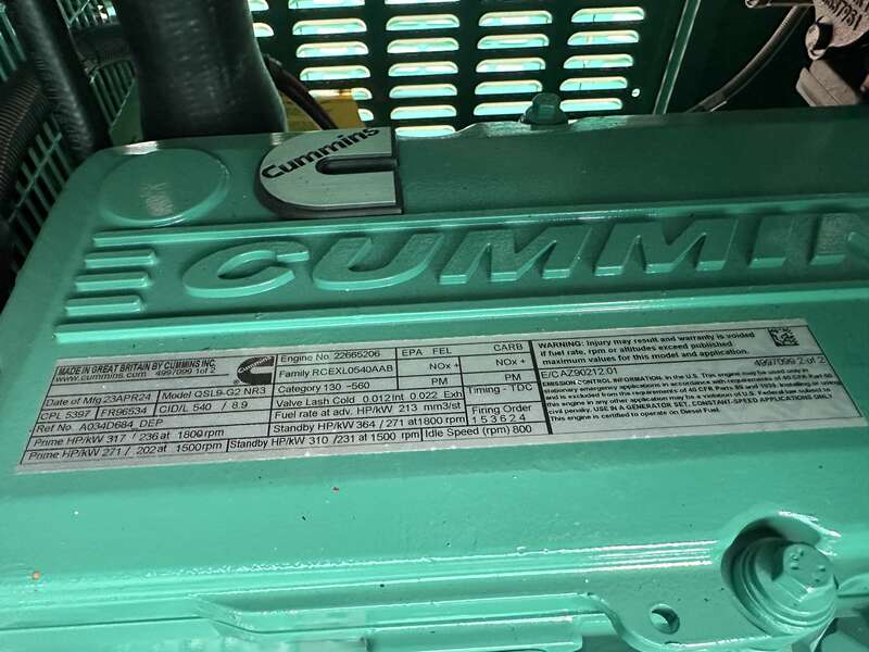 New Cummins DSHAD QSL9-G2 NR3 Diesel Generator EPA Tier 3
