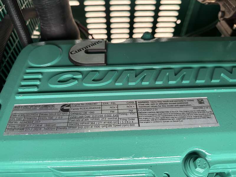 New Cummins DSHAD QSL9-G2 NR3 Diesel Generator EPA Tier 3