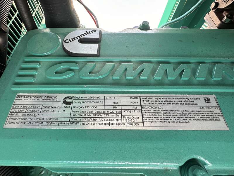 New Cummins DSHAD QSL9-G2 NR3 Diesel Generator EPA Tier 3