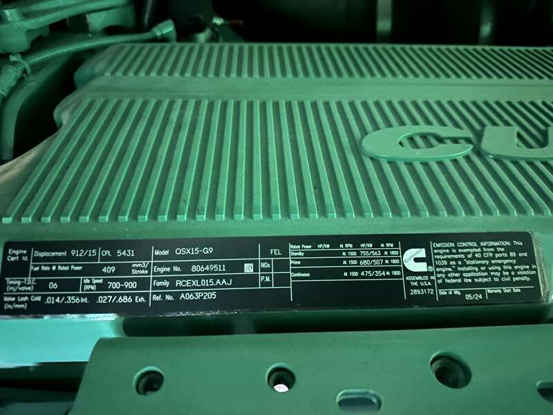 New Cummins DFEK QSX15-G9 Diesel Generator EPA Tier 2