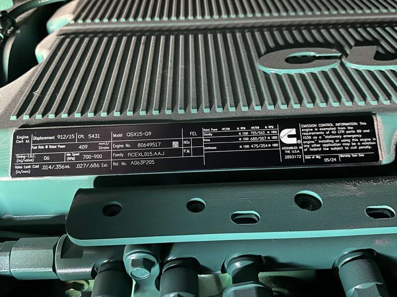 New Cummins DFEK QSX15-G9 Diesel Generator EPA Tier 2