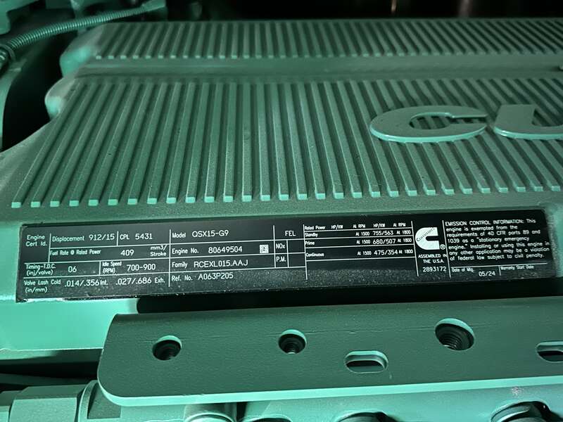 New Cummins DFEK QSX15-G9 Diesel Generator EPA Tier 2