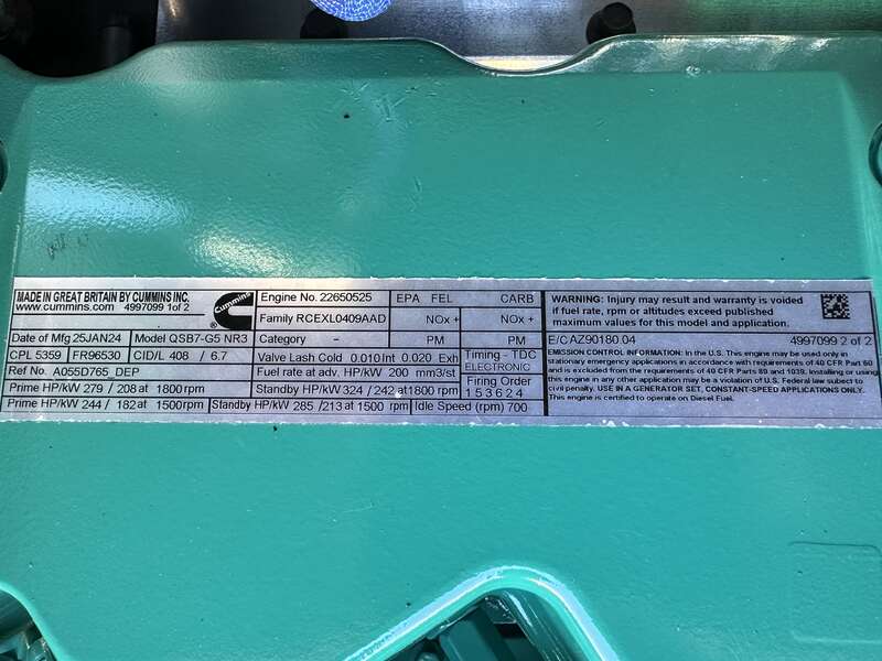 New Cummins C200D6D QSB7-G5 NR3 Diesel Generator, EPA Tier 3