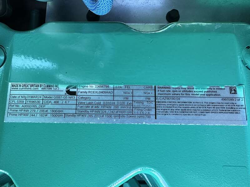 New Cummins C200D6D QSB7-G5 NR3 Diesel Generator, EPA Tier 3
