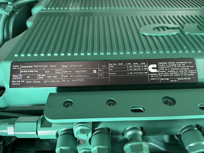 New Cummins DFEK QSX15-G9 Diesel Generator EPA Tier 2