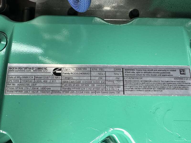 New Cummins C200D6D QSB7-G5 NR3 Diesel Generator, EPA Tier 3