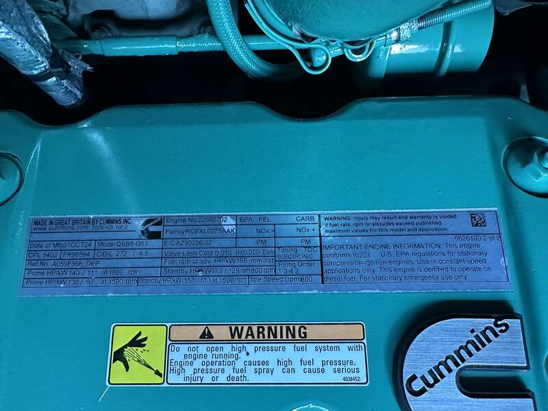 New Cummins C100D6C QSB5-G13 NR3 Diesel Generator, EPA Tier 3