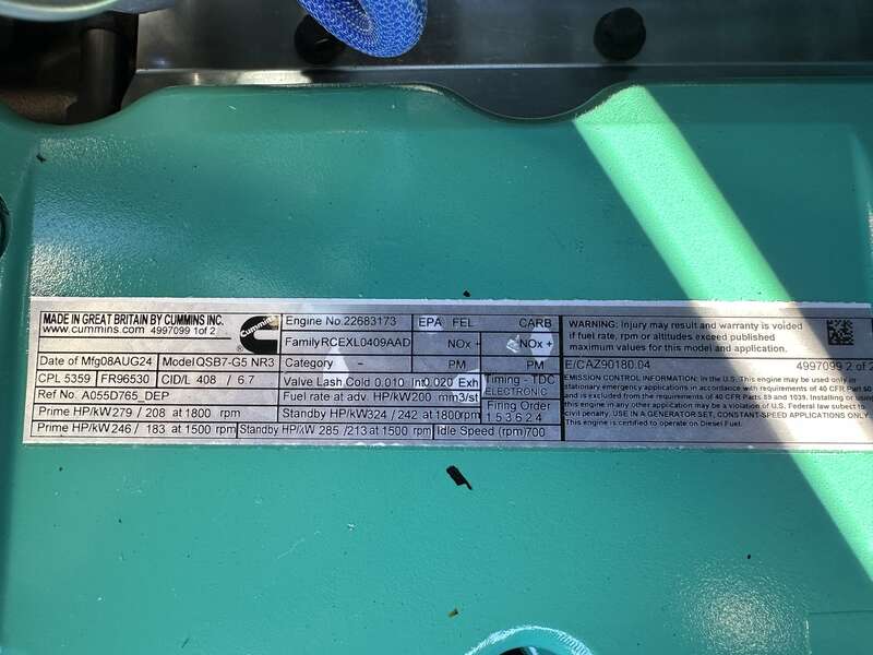 New Cummins C200D6D QSB7-G5 NR3 Diesel Generator, EPA Tier 3