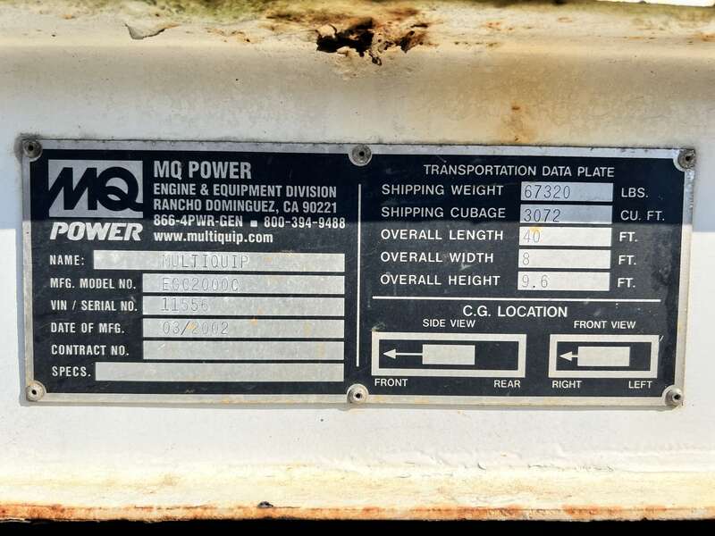 Used MQ Power EG2000C Cummins QSK60-G6 Diesel Generator, 58 Hrs