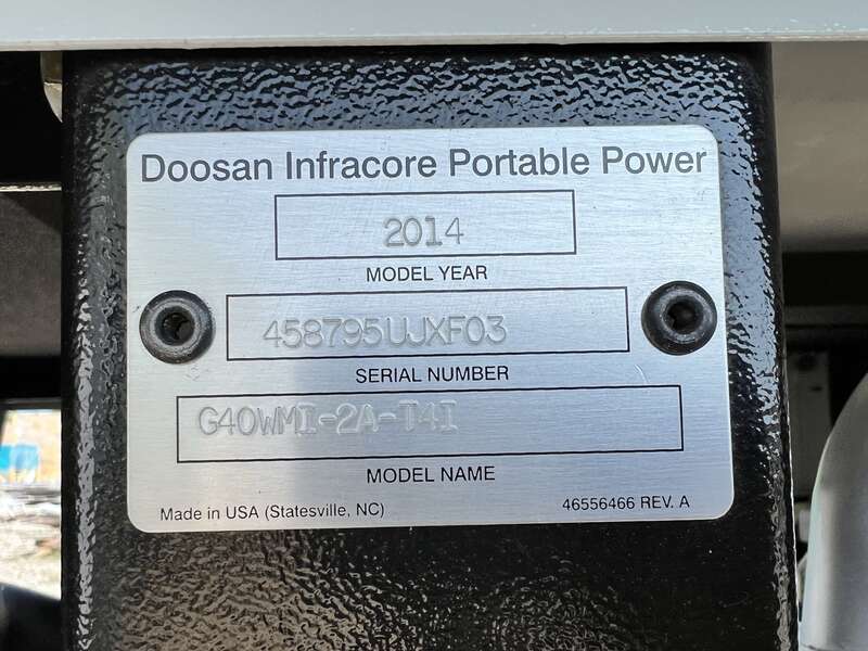 Used Doosan G40 Rental Grade Diesel Generator, 15 Hrs, EPA Tier 4i