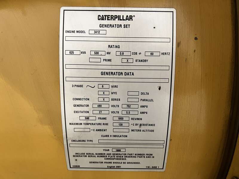 Used Caterpillar 3412 Diesel Generator, 1263 Hrs