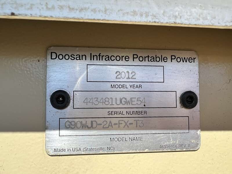 Used Doosan G90 Rental Grade Diesel Generator, 3240 Hrs, EPA Tier 3