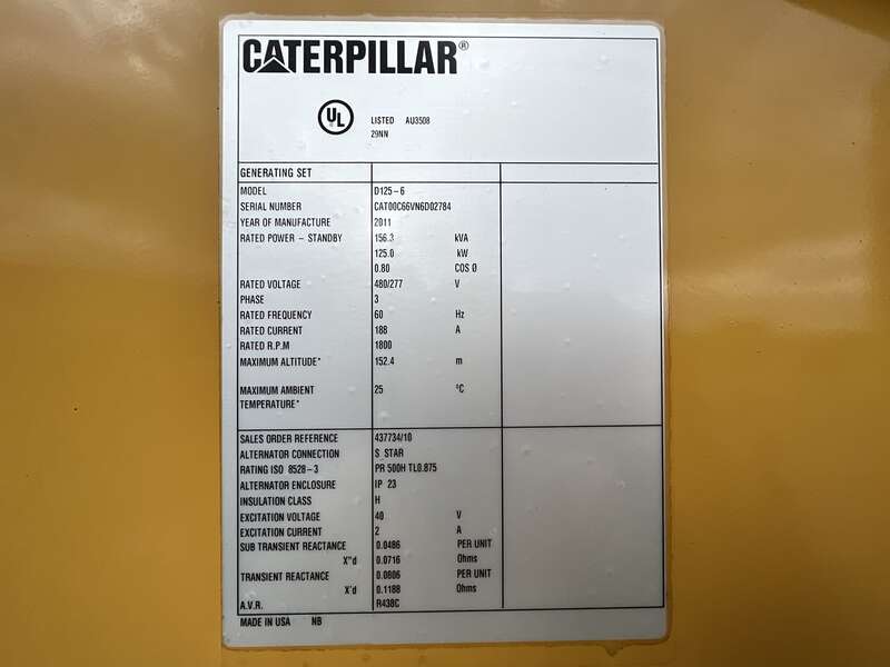 Used Caterpillar D125-6 Diesel Generator 207 Hrs EPA Tier 3
