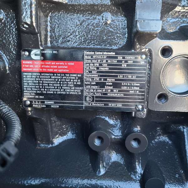 New Cummins C60D6 Diesel Generator, EPA Tier 3 - Single Phase