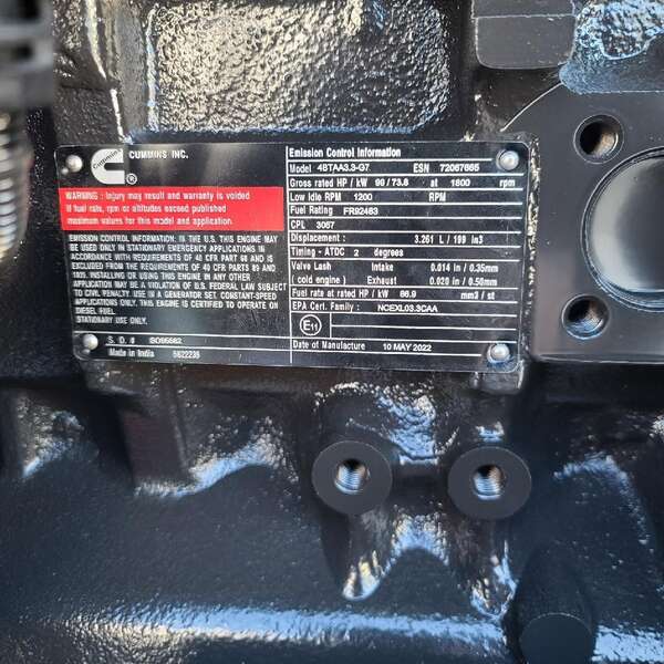 New Cummins C60D6 Diesel Generator, EPA Tier 3 - Single Phase