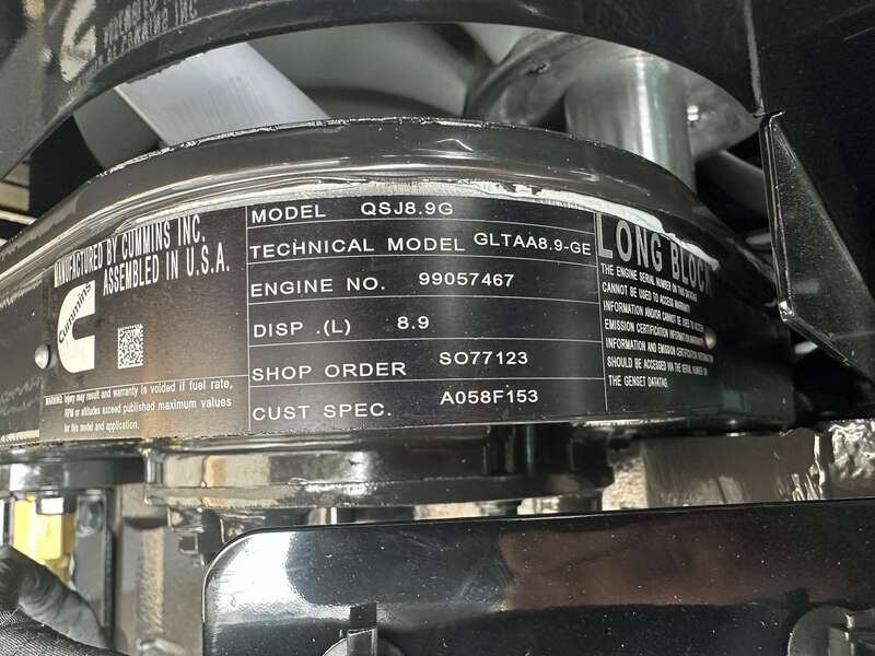 New Cummins C150N6 QSJ8.9G Natural Gas / Propane Generator, EPA Certified