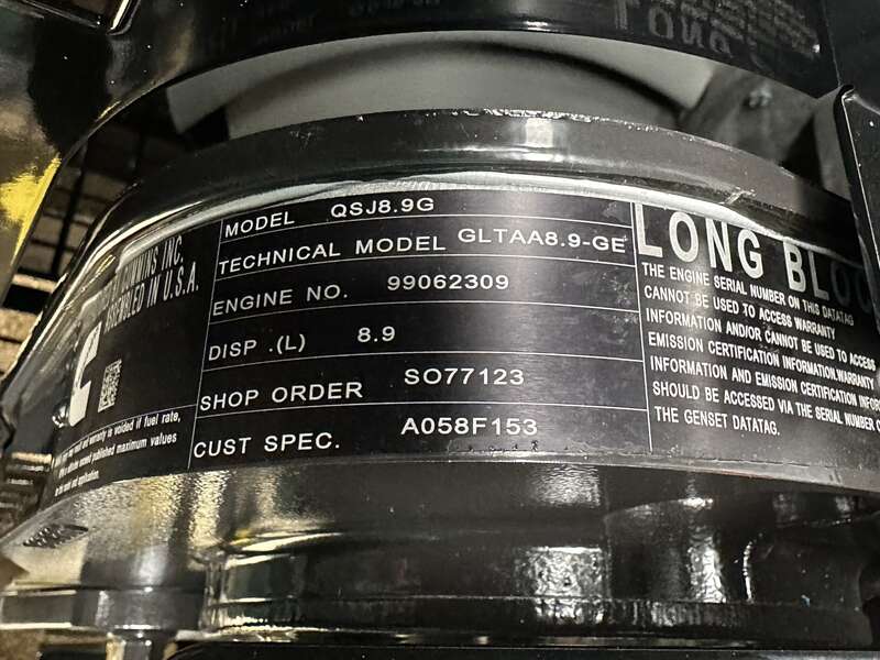 New Cummins C150N6 QSJ8.9G Natural Gas / Propane Generator, EPA Certified