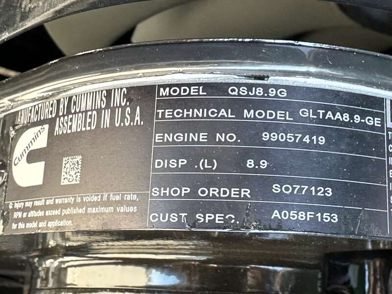 New Cummins C150N6 QSJ8.9G Natural Gas / Propane Generator, EPA Certified