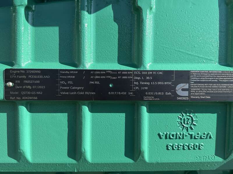 New Cummins DQFAD QST30-G5 NR2 Diesel Generator, EPA Tier 2