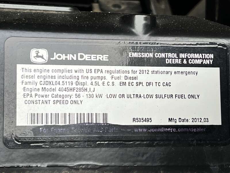 Used Kohler 80REOZJF John Deere Diesel Generator, 230 Hrs, EPA Tier 3