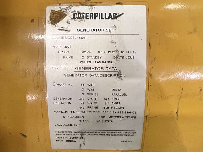 Used Caterpillar 3406 Diesel Generator, 499 Hrs
