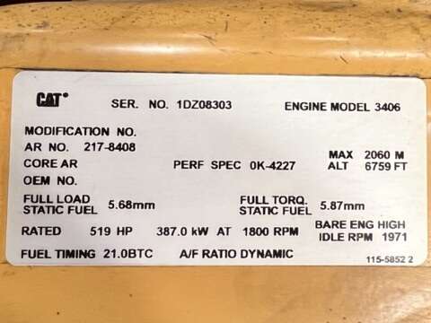 Used Caterpillar 3406 Diesel Generator, 499 Hrs