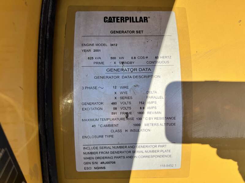 Used Caterpillar 3412 Diesel Generator, 390 Hrs