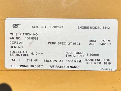 Used Caterpillar 3412 Diesel Generator, 390 Hrs