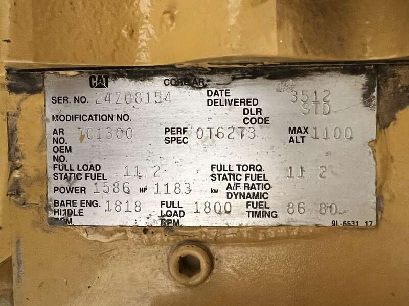 Used Caterpillar 3512 Diesel Generator, 211 Hrs