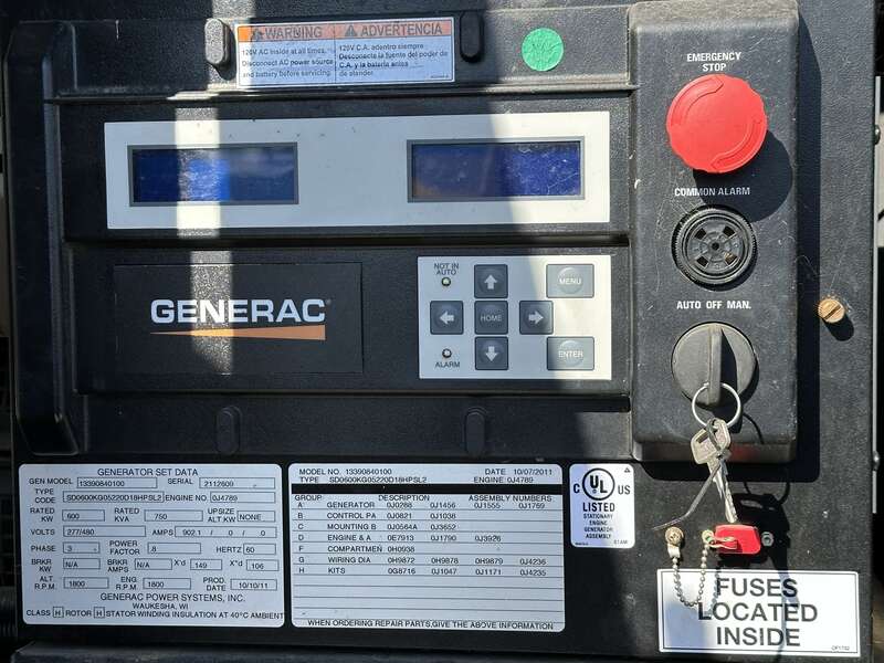 Used Generac SD0600 Diesel Generator, 260 hours EPA Tier 2